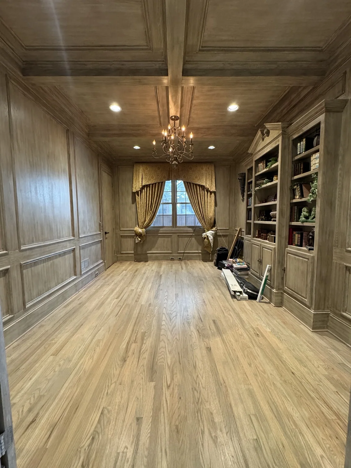 Custom wood-paneled interior