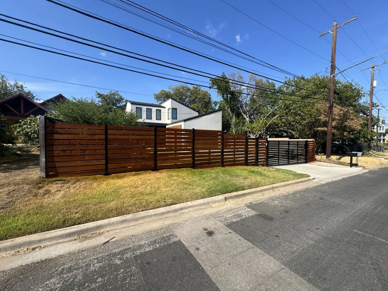 Wood privacy fencing